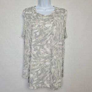 LuLaRoe Gray White Tie Dye Sleeveless Tunic L